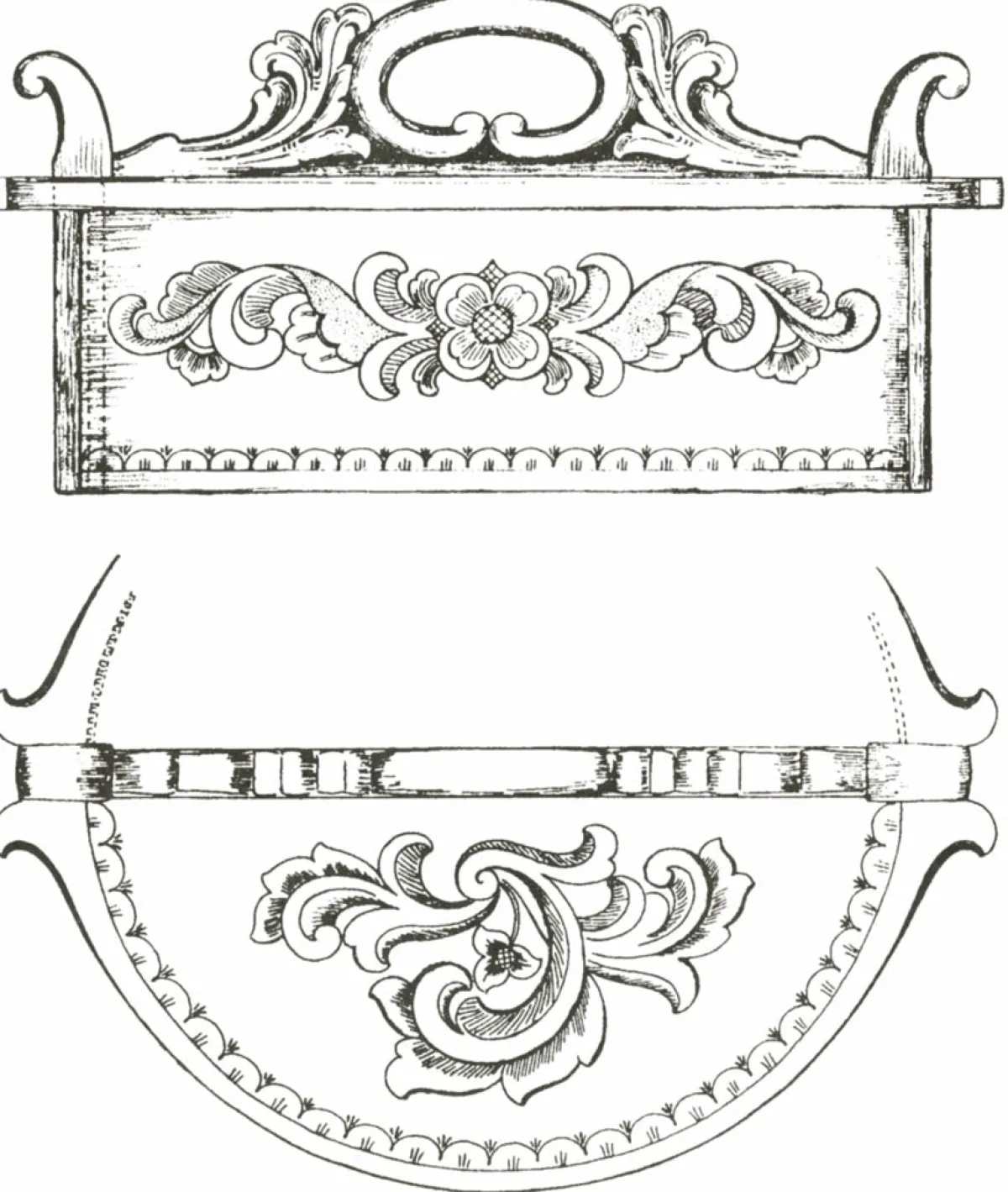 Vesterheim Woodworking | Patterns & Design Packets-Amrud Acanthus Carving Pattern #50- Kanneskap (Cupboard)
