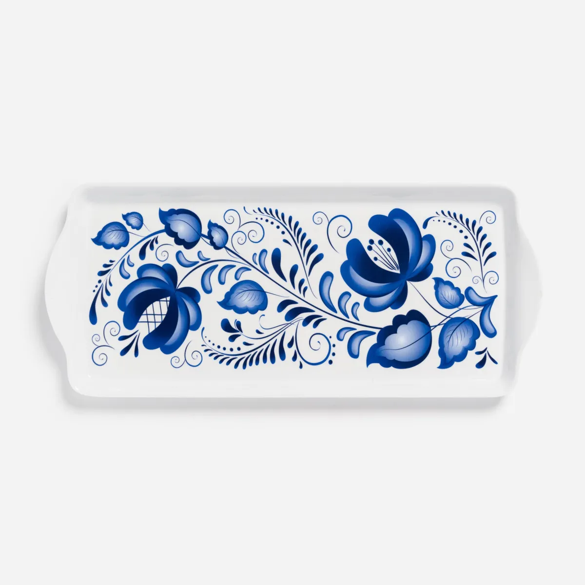 Vesterheim Serving-Blue Folk Art Flowers Almond Cake Tray