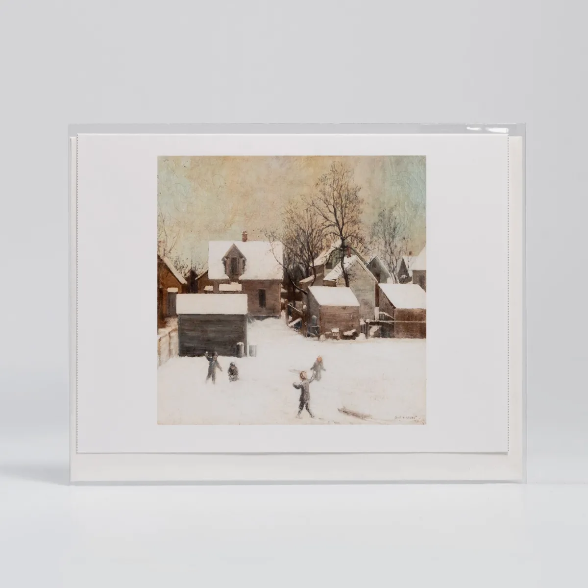 Vesterheim Single Cards-City Snow With Children By Olaf Aalbu - Collection Card