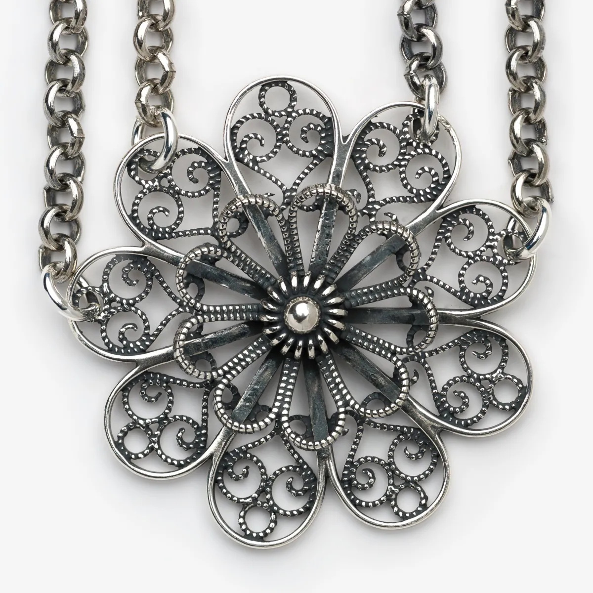 Vesterheim Modern Jewelry-Necklace with Double Chain and Pendant by Sylvsmidja