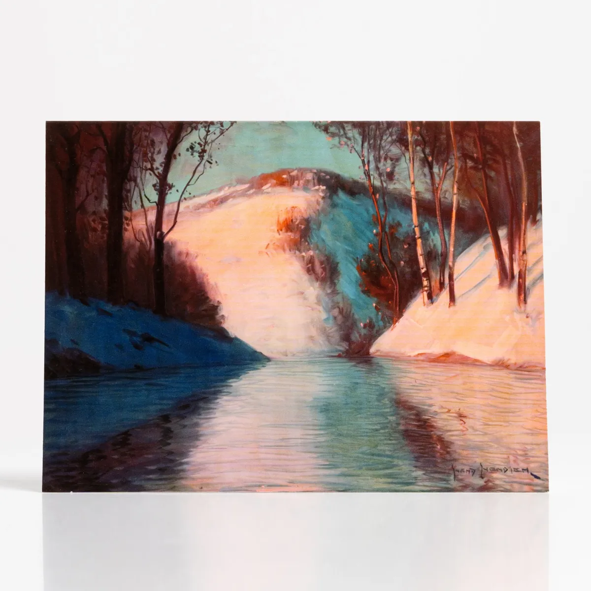 Vesterheim Single Cards-River In Winter by Sven Svendsen  - Collection Card
