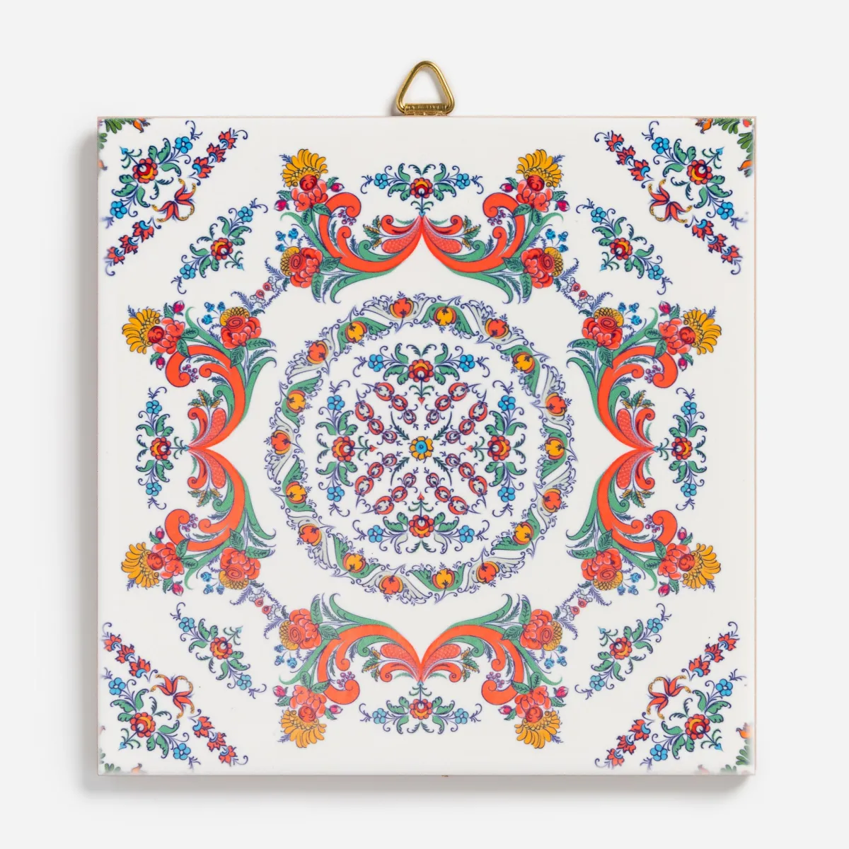 Vesterheim Trivets & Coasters-Rosemaling on White Trivet