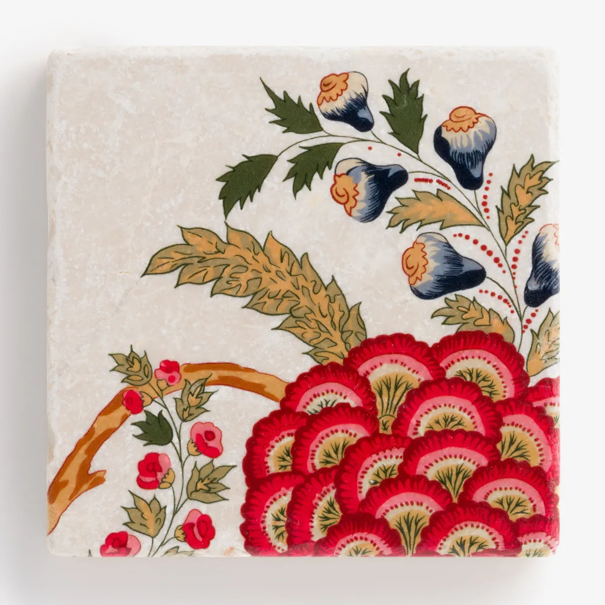 Vesterheim Trivets & Coasters-Ruby Floral Tile Coaster by Studio Vertu