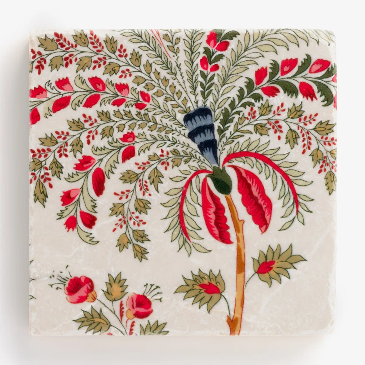 Vesterheim Trivets & Coasters-Ruby Floral Tile Coaster by Studio Vertu