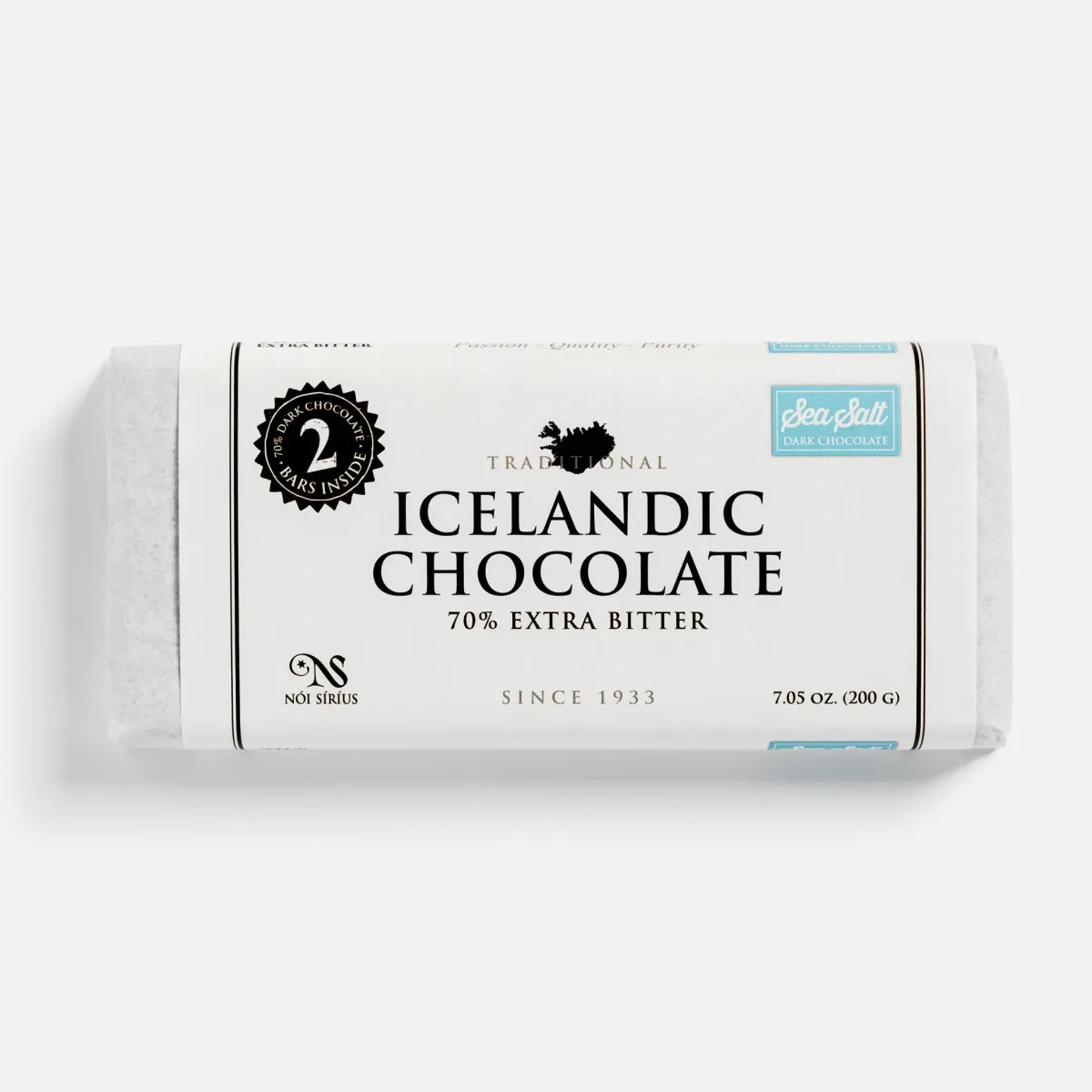Vesterheim Candy-Two Bars Icelandic Sea Salt Dark Chocolate