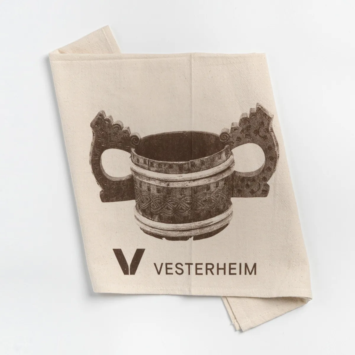 Vesterheim Towels, Runners, & Washcloths-Tea Towel with Ale Bowl